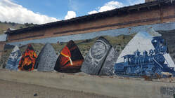 Mural of the charcoal kilns and silver smelting process.